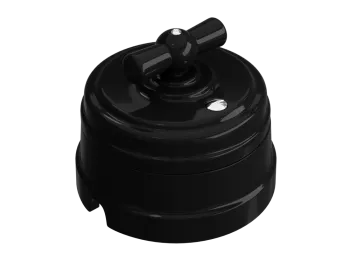 Выключатель ретро фарфоровый поворотный перекрестный (в комплекте с подъемной рамкойD70x60), цвет -