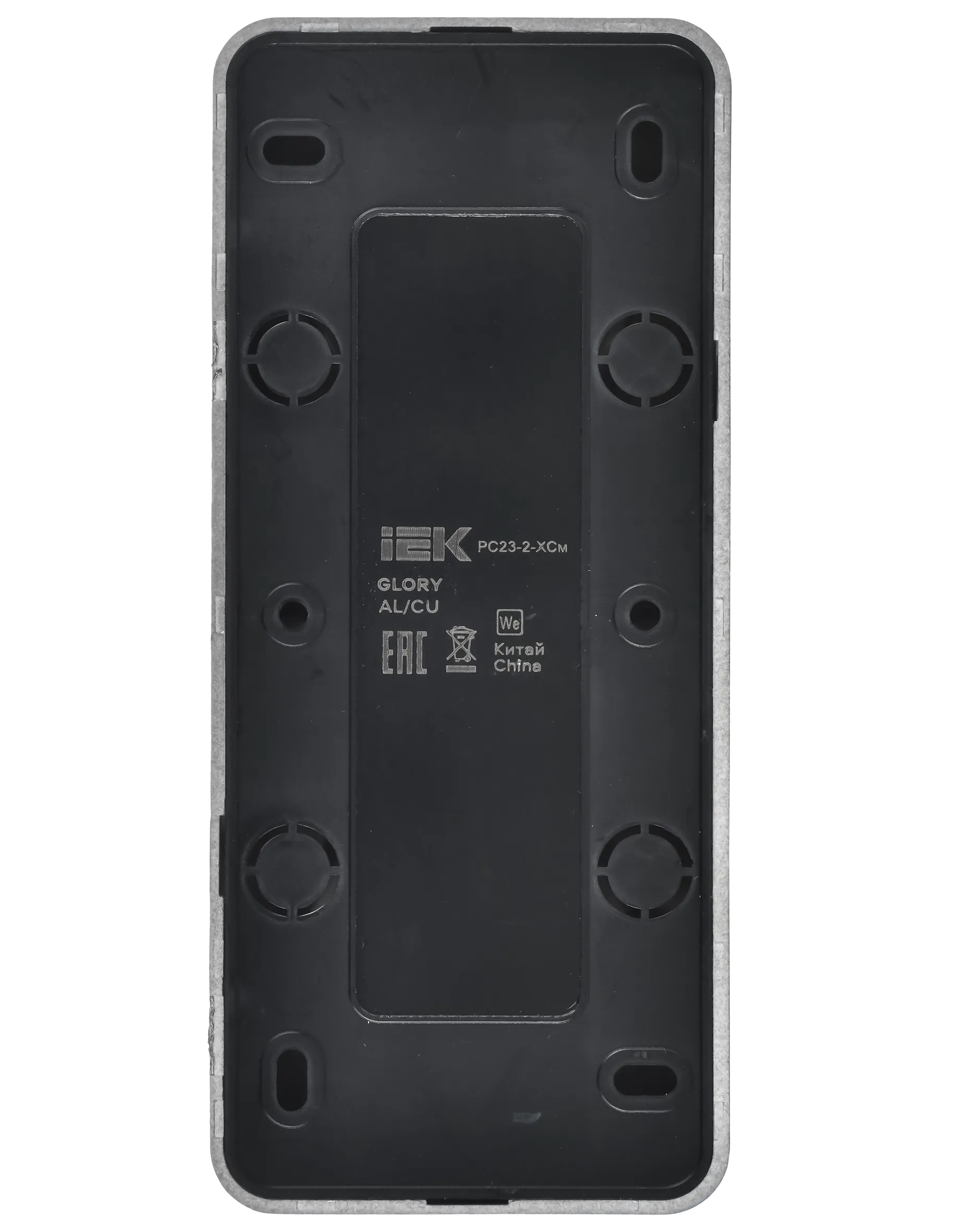 GLORY Розетка 3-местная для открытой установки без заземления без защитных шторок 10А РС23-2-ХСм сталь матовый IEK - Фото 4