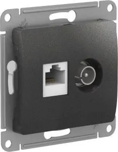 Розетка компьютерная + телевизионная 2-м Glossa RJ45 кат.5E + TV механизм антрацит SE GSL000789 1402918
