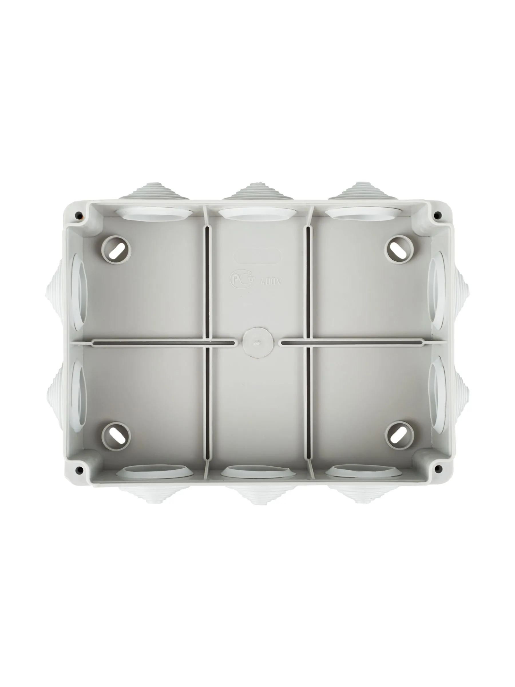 Коробка распаячная КМ41243 для открытой проводки безгалогенная (HF) 190х140х70мм IP44 10 гермовводов серая IEK - Фото 5