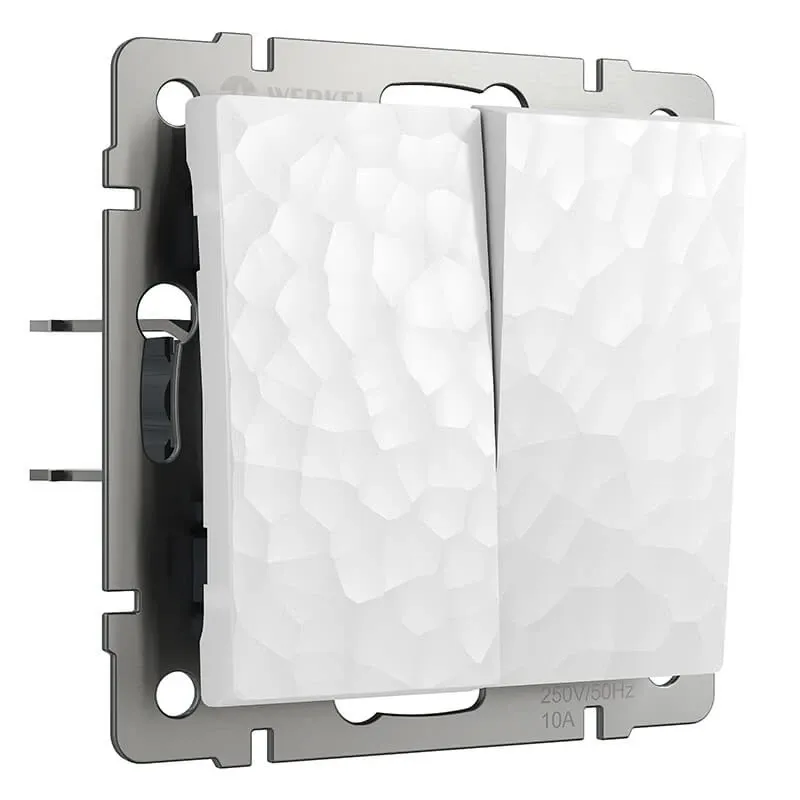 Выключатель двухклавишный (hammer белый) Werkel