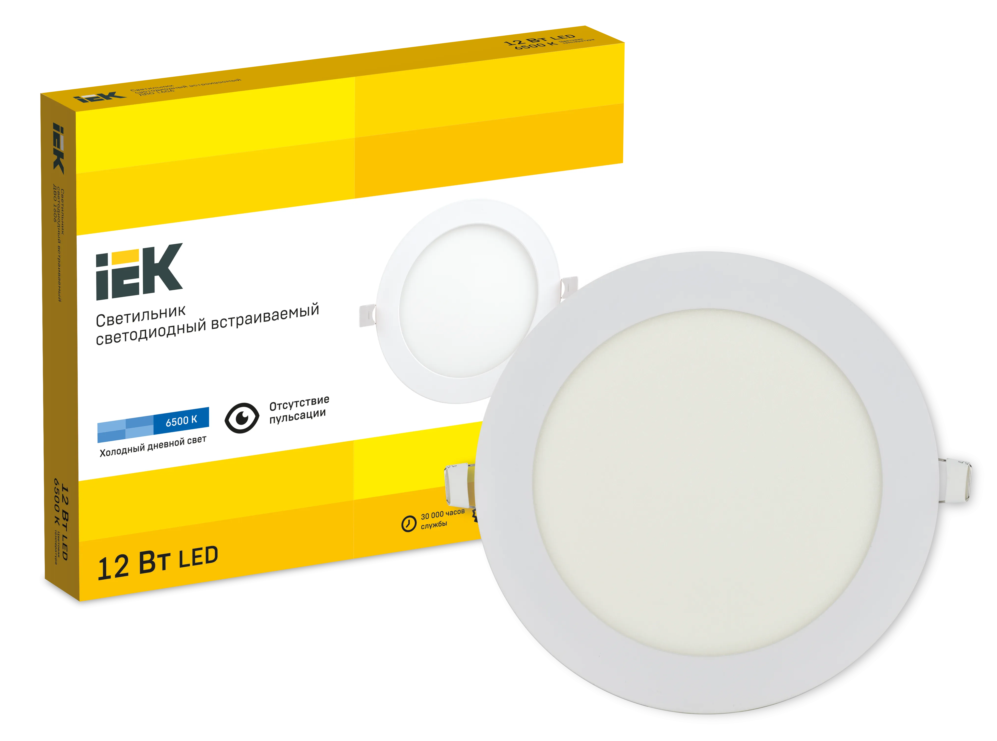 Светильник ДВО 1606 белый круг LED 12Вт 6500 IP20 IEK - Фото 2