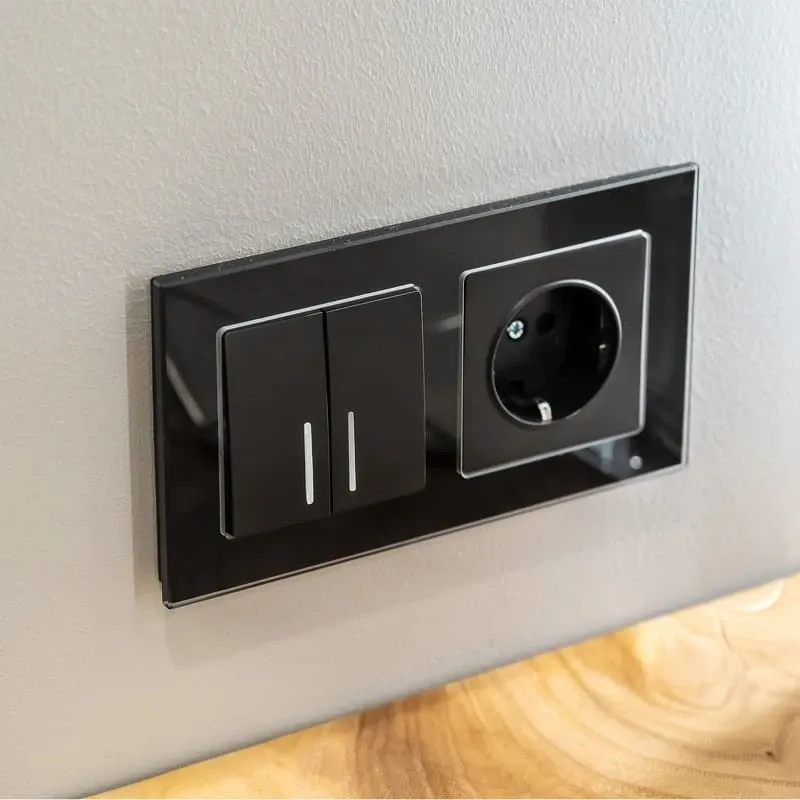 Выключатель двухклавишный с подсветкой (черный матовый) Werkel - Фото 8