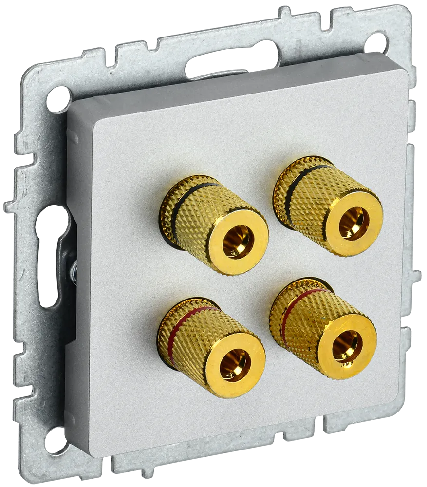 BRITE Аудиорозетка 4-местная РА10-БрА алюминий IEK BR-S40-K47