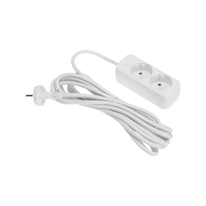 Удлинитель STANDARD 2 гнезда, 5м, 2х1,0мм², б/з, белый REXANT - Фото 2