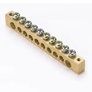 Шина PEN "ноль-земля" (8x12мм) 10 отв. латунь крепеж по краям EKF sn0-125-10-k