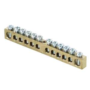 Шина PEN "ноль-земля" (8x12мм) 12 отв. латунь крепеж по центру EKF sn0-125-12-c