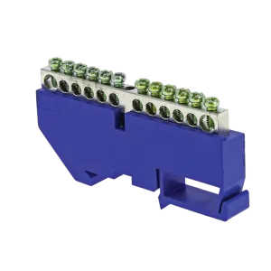 Шина "0" N (6x9мм) 12 отв. цинк синий изолятор на DIN-рейку EKF sn1-63-12-d