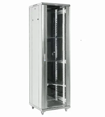 Напольный шкаф 19" 22U 600×600×1164 (ШxГxВ), дверь стекло, металлическая задняя дверь, боковые съемные стенки, RAL 7035 REXANT