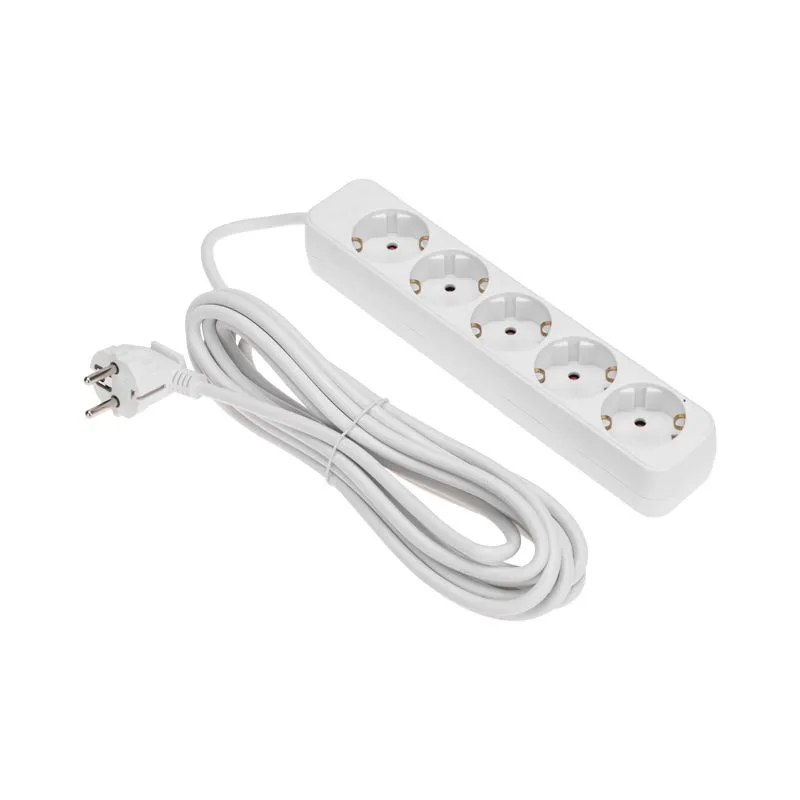 Удлинитель STANDARD 5 гнезд, 5м, 3х1,0мм², с/з, белый REXANT - Фото 2