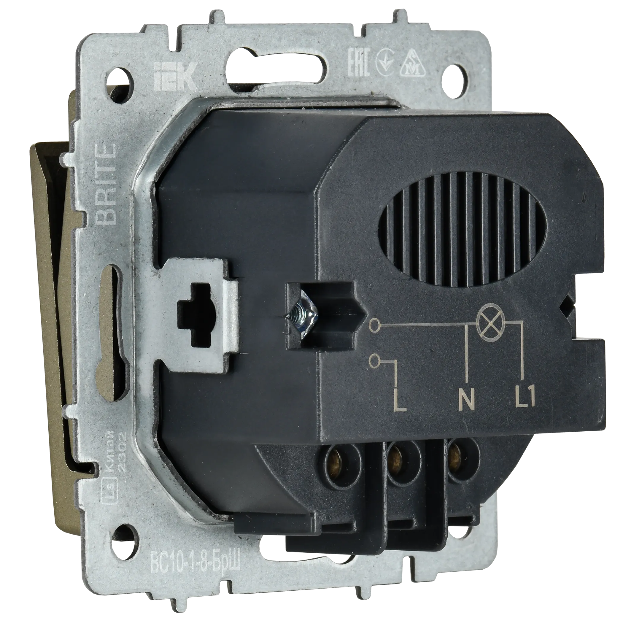 BRITE Выключатель карточный 30А ВС10-1-8-БрШ шампань IEK - Фото 6
