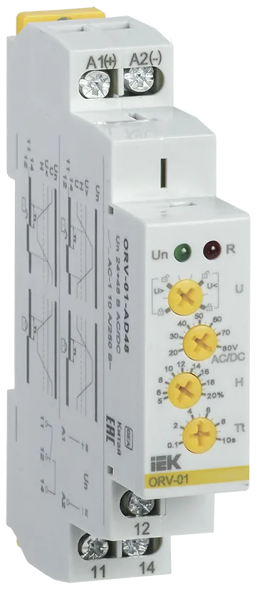 Реле контроля напряжения ORV с блокировкой однофазное 24-48В AC/DC IEK