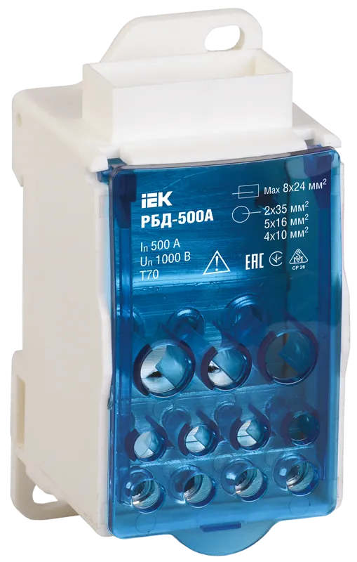 Блок распределительный РБД-500А на DIN-рейку IEK
