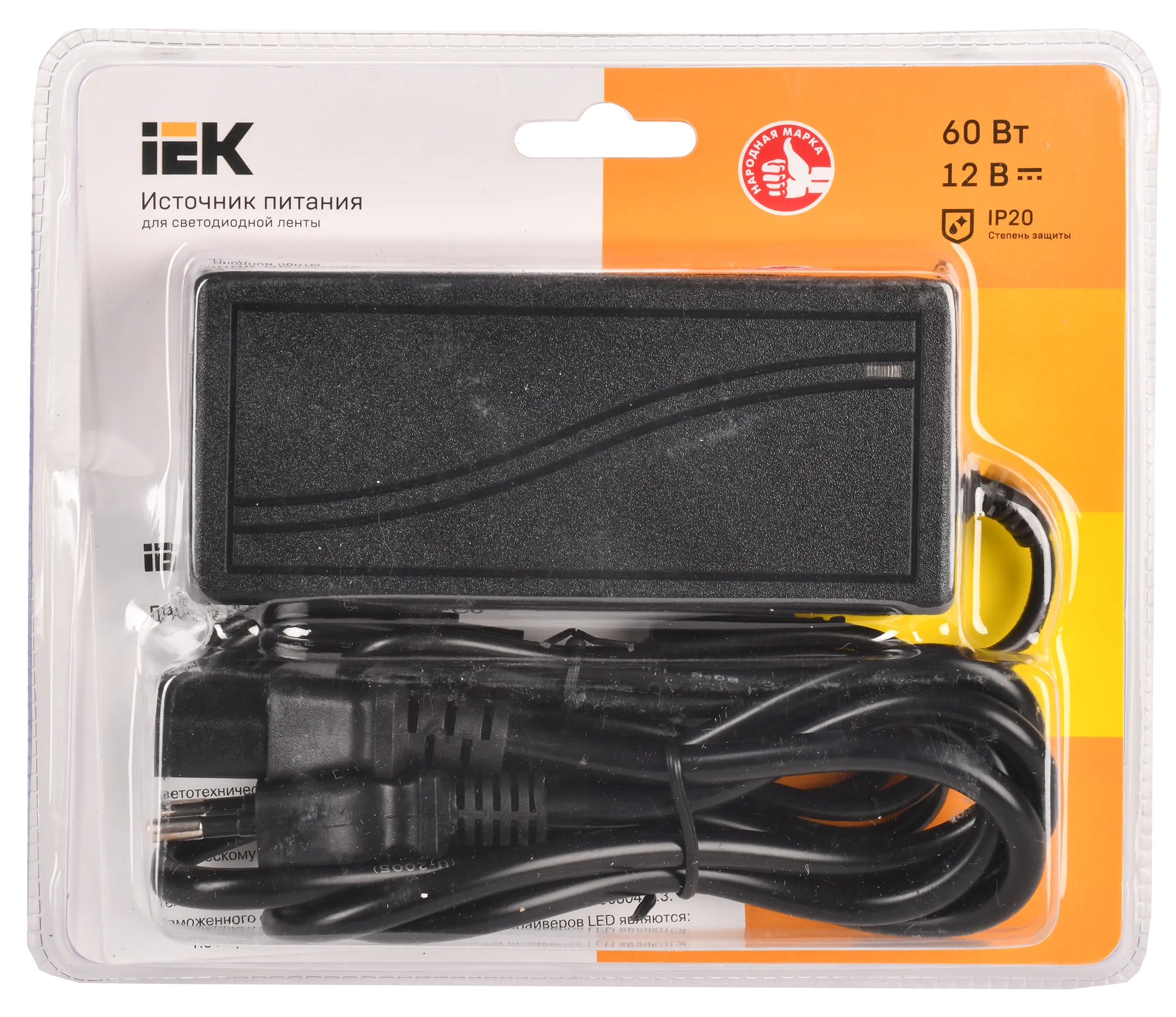 Драйвер LED ИПСН-ECO 60Вт 12В сетевая вилка-блок-Jack5,5 IP20 IEK