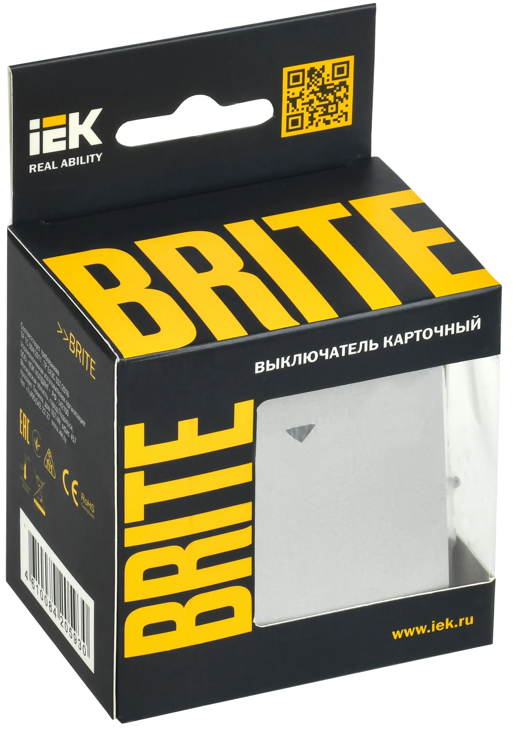 BRITE Выключатель карточный 30А ВС10-1-8-БрА алюминий IEK - Фото 2