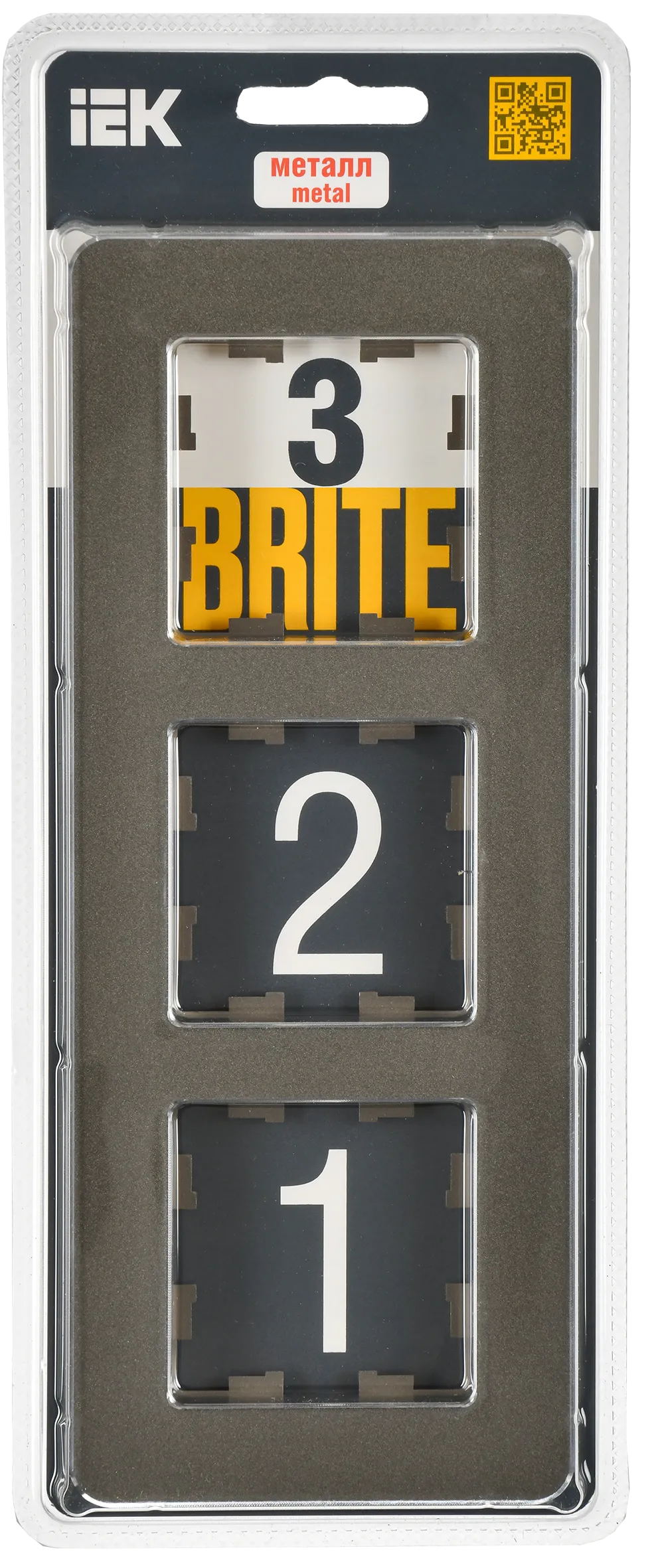 BRITE Рамка 3-местная РУ-3-1-Бр металл латунь RE IEK - Фото 2