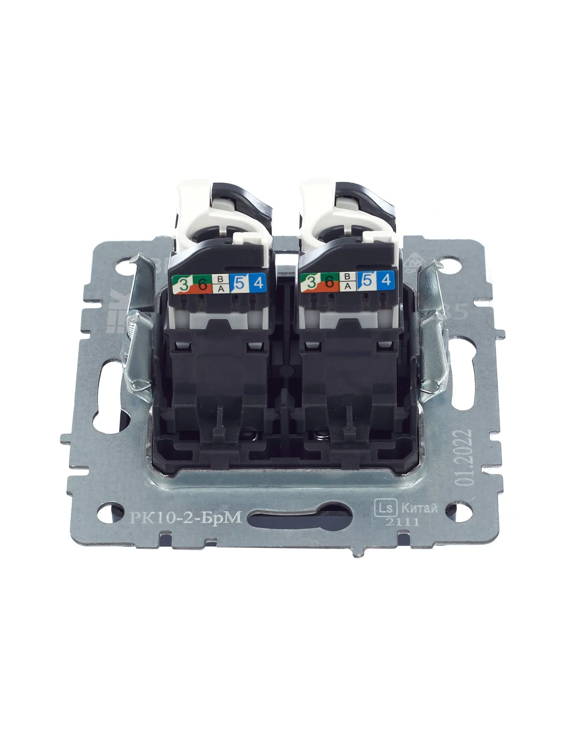 BRITE Розетка компьютерная двойная RJ45 кат.5E РК10-2-БрМ маренго IEK - Фото 2