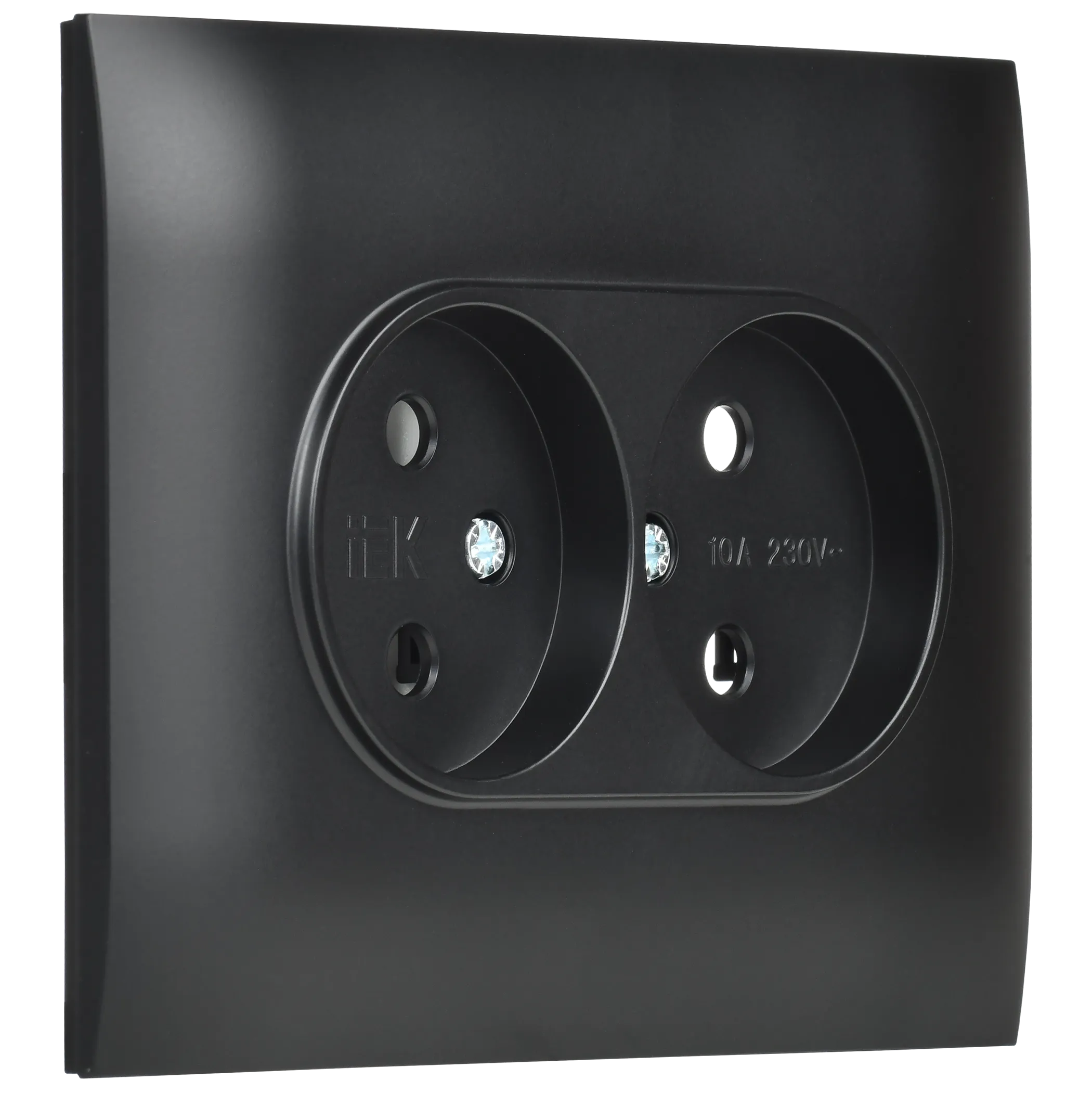SKANDY Розетка 2-местная без заземления без защитных шторок 10А в сборе SK-R10Bl черный IEK - Фото 4