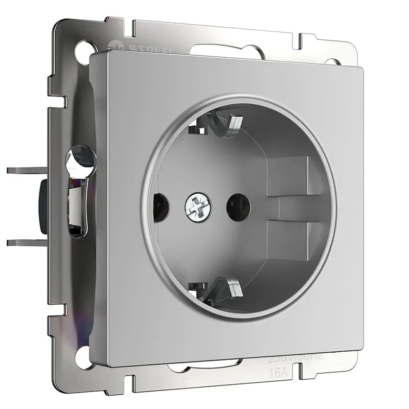 Розетка с заземлением (серебряный) Werkel