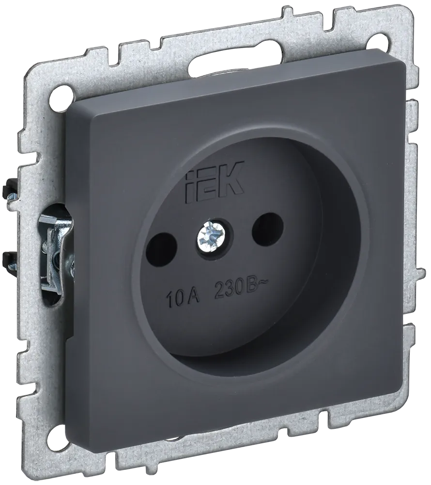 BRITE Розетка 1-местная без заземления без защитных шторок 10А РС10-1-0-БрГ графит IEK BR-R10-10-K53