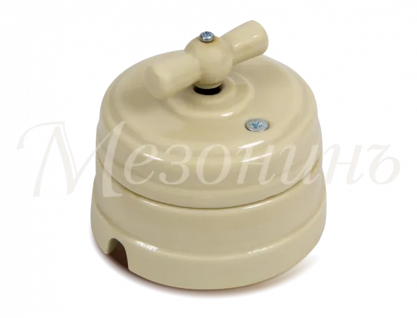 Выключатель ретро фарфоровый поворотный на четыре положения (2-х клавишный, в компл с подъемн 