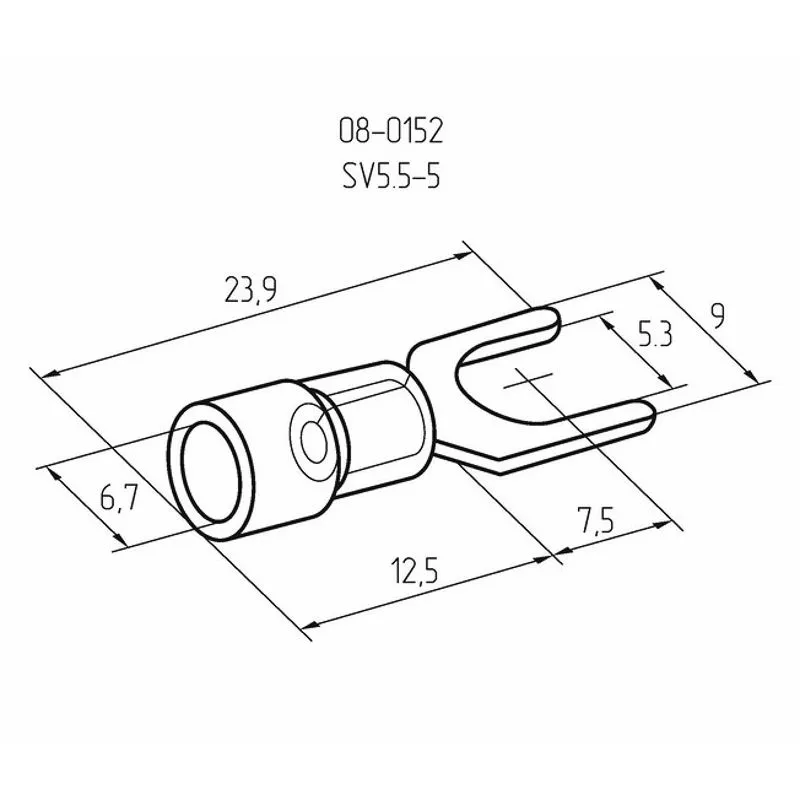 Наконечник вилочный изолированный 5.3 мм 4-6 мм² (НВи 6.0-5/НВи 5,5-5) желтый REXANT - Фото 2