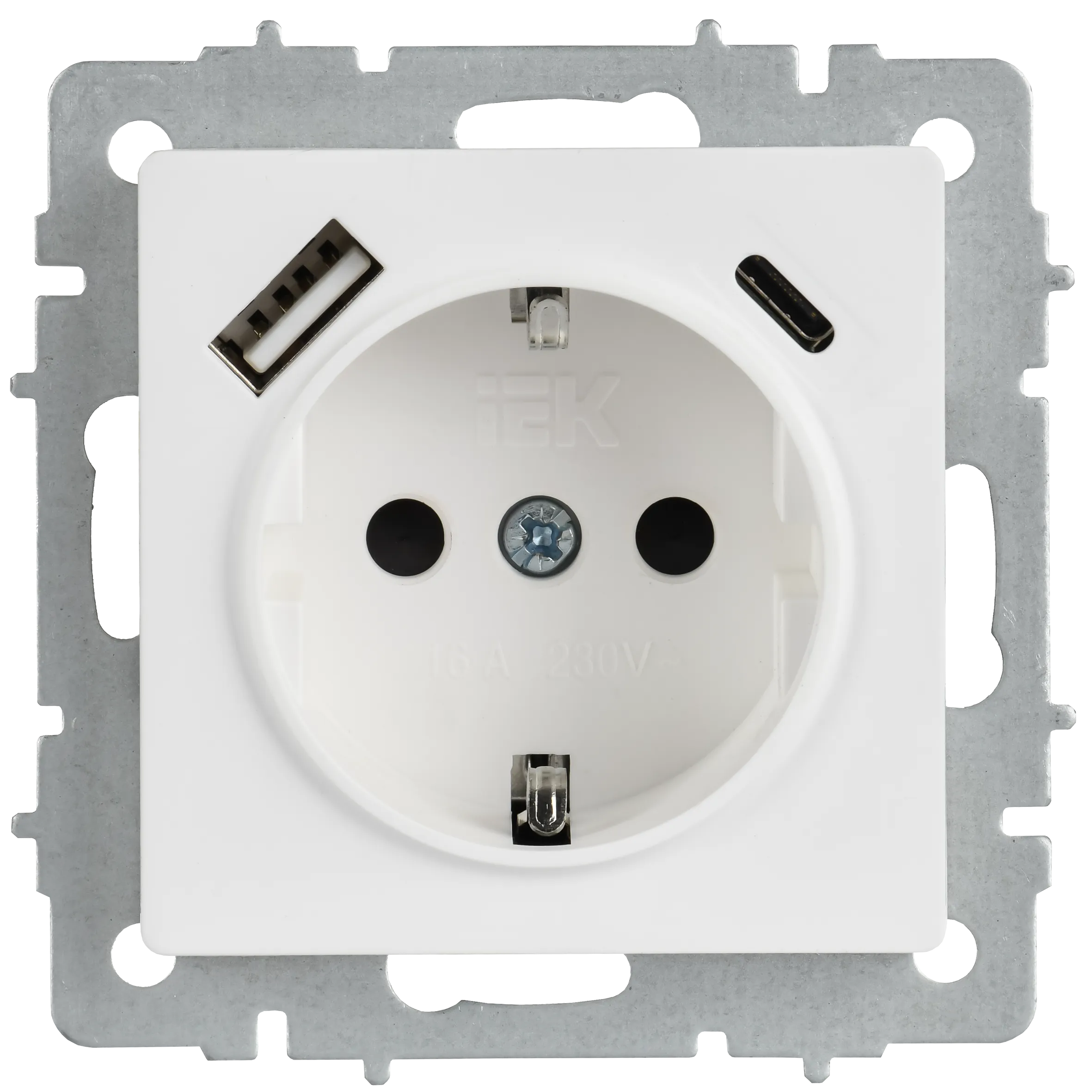 BRITE Розетка 1-местная с заземлением с защитными шторками 16А с USB A+C 18Вт РЮш11-1-БрАБ арктический белый IEK - Фото 6