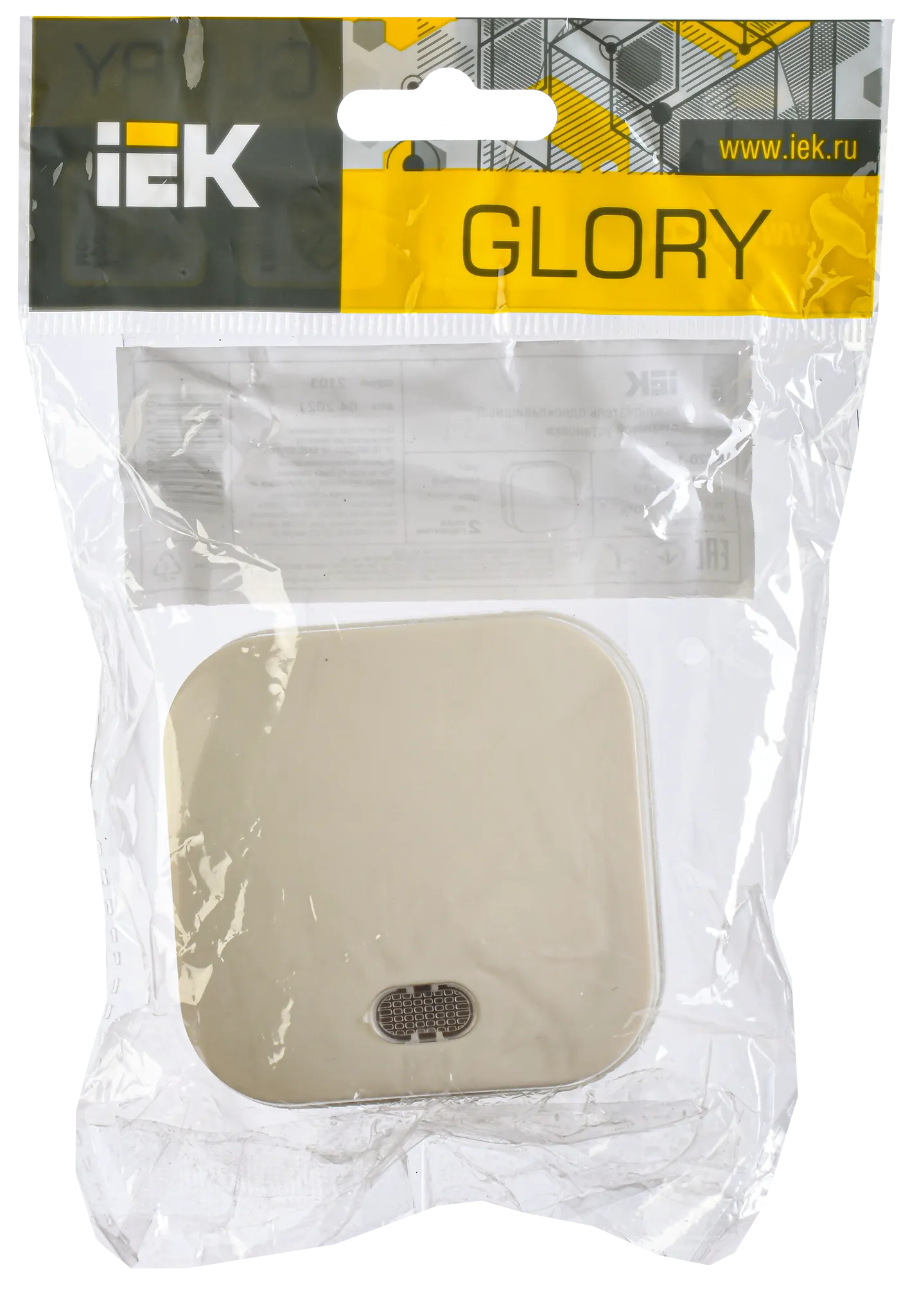 GLORY Выключатель 1-клавишный для открытой установки с индикацией ВС20-1-1-ХК кремовый IEK - Фото 2