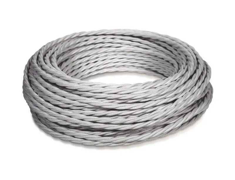 Провод монтажный витой ПВХ, в декоративной оплетке - полиэфирная нить 3х1,5 цвет- ТИТАН, ТМ "Мезонин