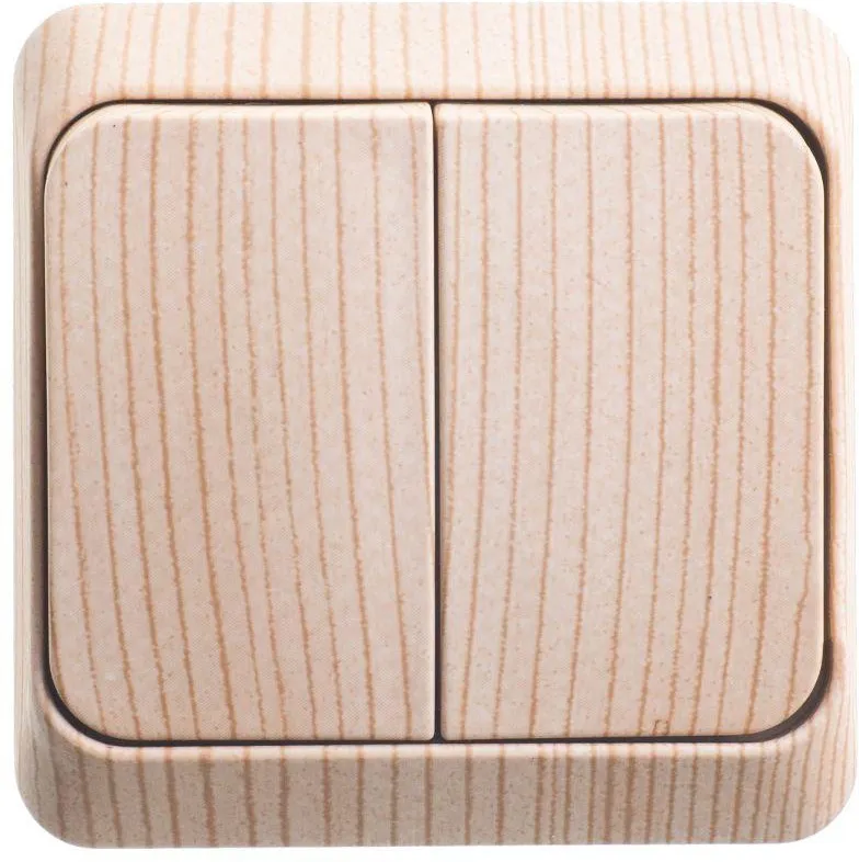 Выключатель 2-кл. ОП Этюд Дача 10А IP20 сосна SE BA10-002D - Фото 2