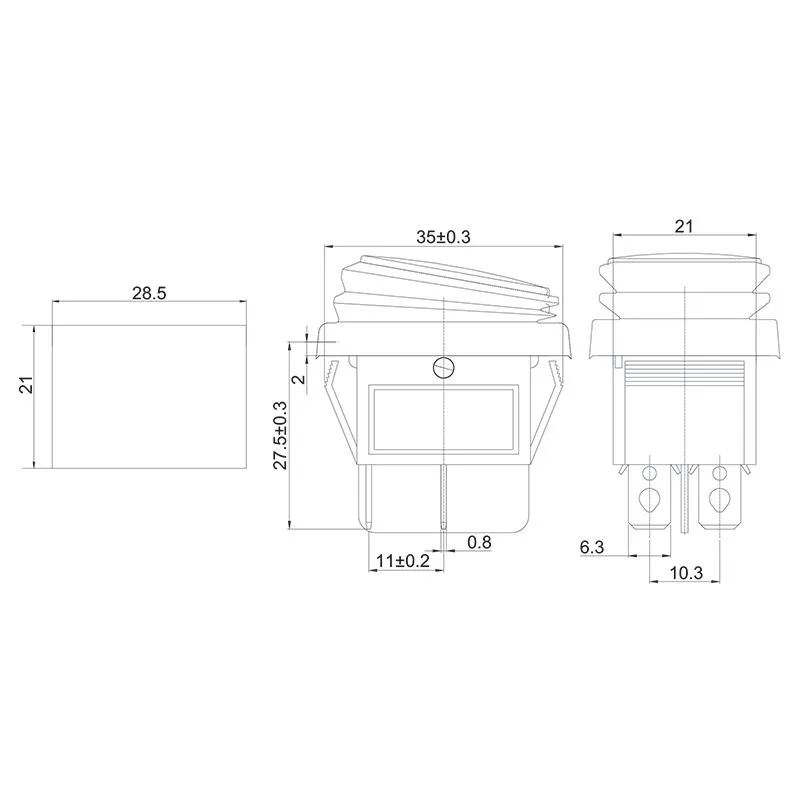 Выключатель клавишный 250V 15А (4с) ON-OFF синий с подсветкой ВЛАГОЗАЩИТА (RWB-507) REXANT - Фото 2