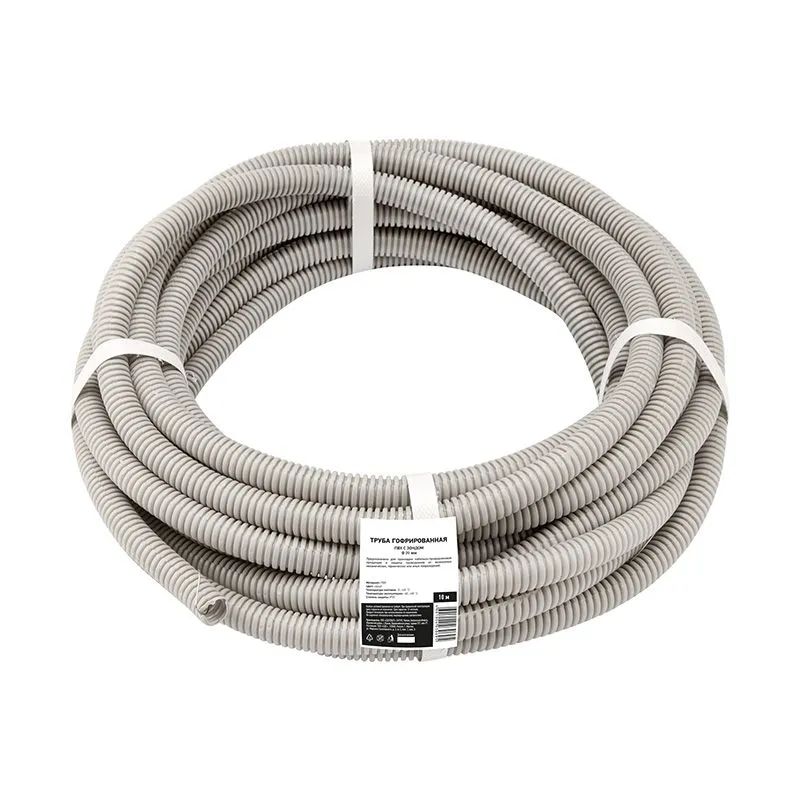 Труба гофрированная из ПВХ, с зондом, Ø20мм (бухта 10 м/уп) REXANT - Фото 2