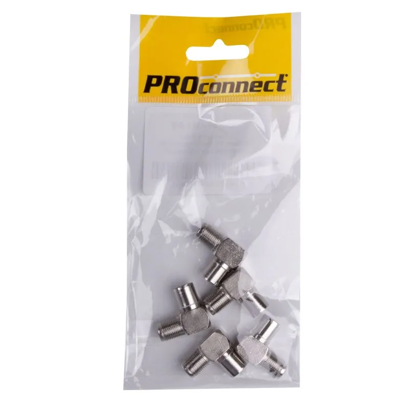 Переходник антенный, (гнездо F - штекер TV), угловой (5шт) (пакет) PROconnect 05-4311-4-9