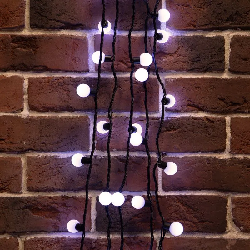 Гирлянда светодиодная Мультишарики Ø23мм 10м 80 LED БЕЛЫЙ черный ПВХ IP65 постоянное свечение 230В нужен блок 303-500 NEON-NIGHT