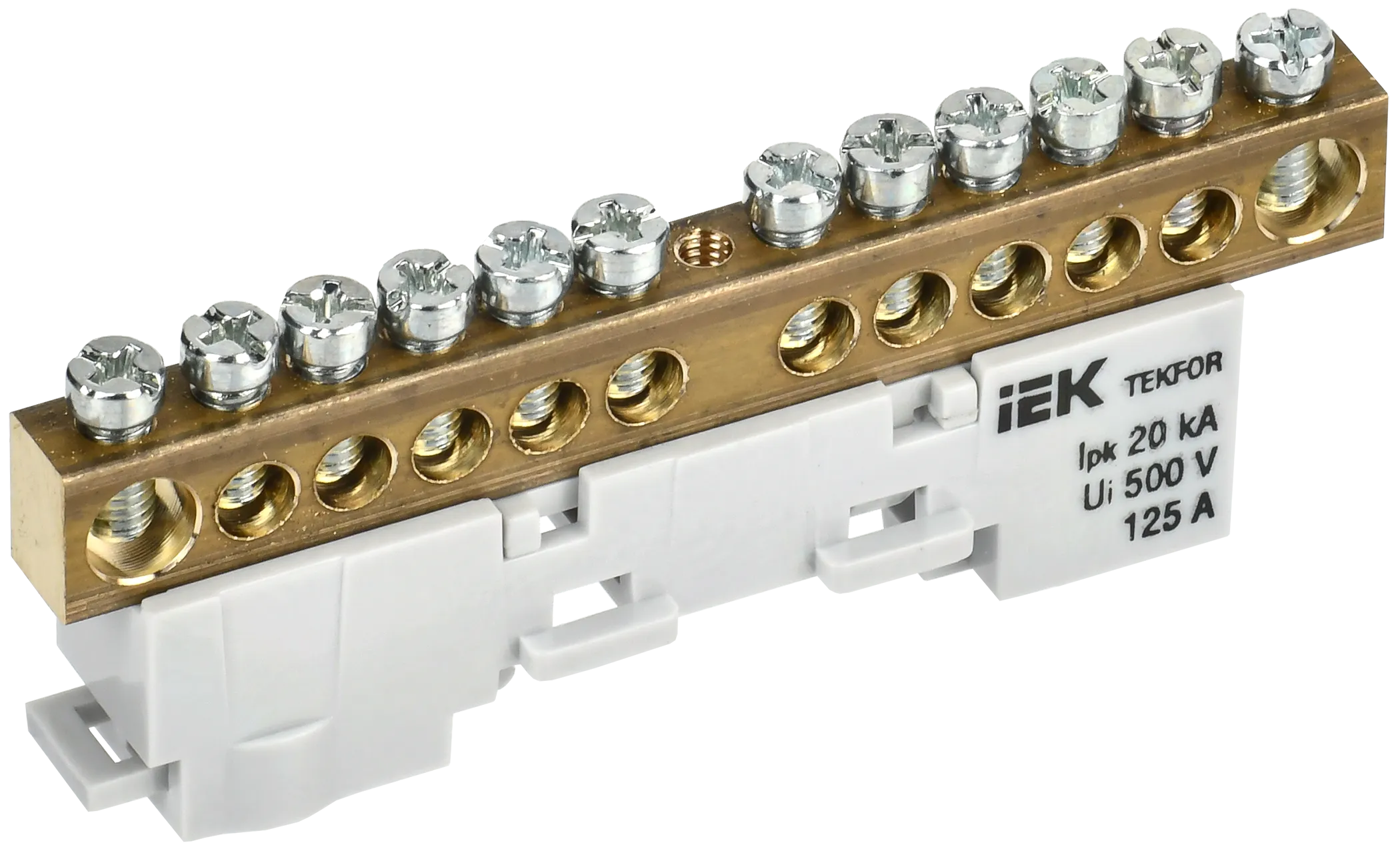 TEKFOR Шина N "ноль" неизолированная на универсальном держателе 8х12-12-С IEK TF-NN20-12-DL-K07