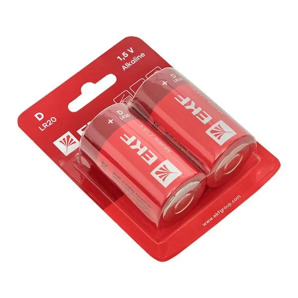 Алкалиновая батарейка D(LR20) блистер 2шт. EKF - Фото 2