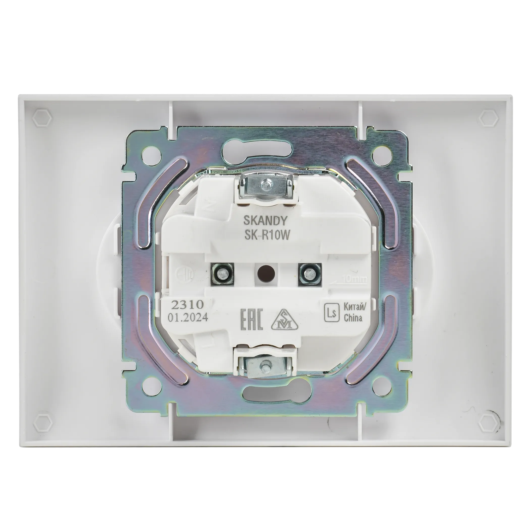 SKANDY Розетка 2-местная без заземления без защитных шторок 10А в сборе SK-R10W арктический белый IEK - Фото 3