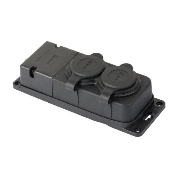 Роз. (колодка) двухмест. с защит. крышками каучуковая 230В 2P+PE 16A IP44 EKF PRO
