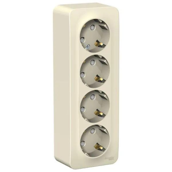 Розетка 4-м ОП Blanca 16А IP20 250В с заземл. защ. шторки с изолир. пластиной молоч. SE BLNRA011412