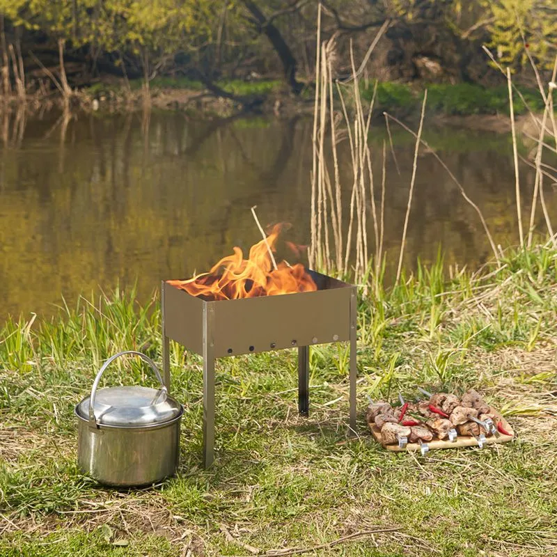 Мангал сборный походный 350х250х350мм, с 6 шампурами, в гофрированной картонной коробке, СОКОЛ - Фото 4