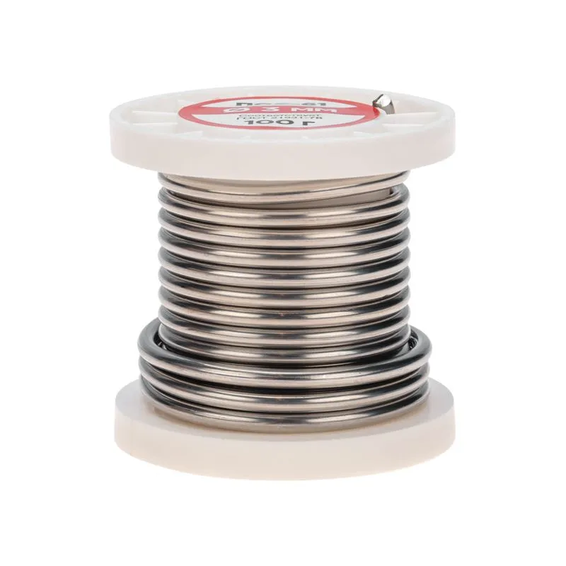 Припой без канифоли ПОС-61, 100г, Ø3мм, (олово 61%, свинец 39%), катушка REXANT - Фото 3