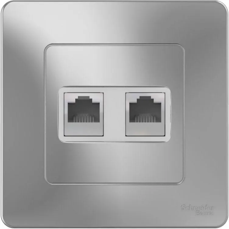 Розетка компьютерная 2-м СП Blanca RJ45 кат.5E алюм. SE BLNIS045453 - Фото 2