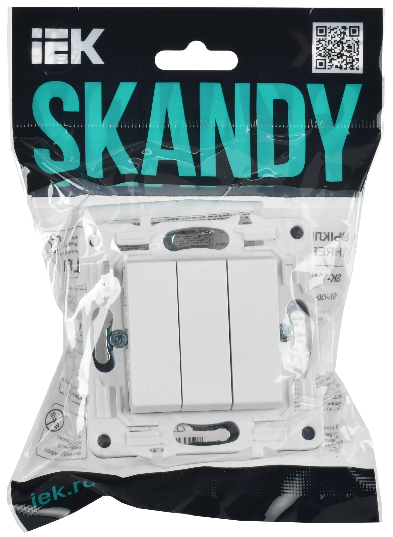 SKANDY Выключатель 3-клавишный 10А SK-V11W арктический белый IEK для дома - Фото 2
