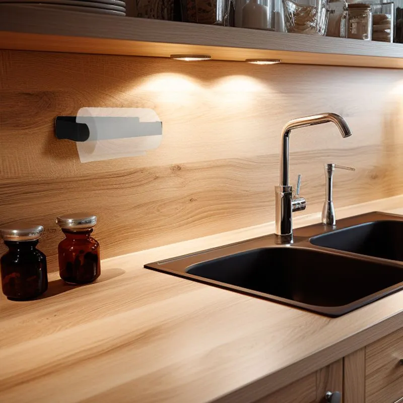 Держатель для бумажных полотенец, настенный, монтаж без сверления, черный REXANT - Фото 2