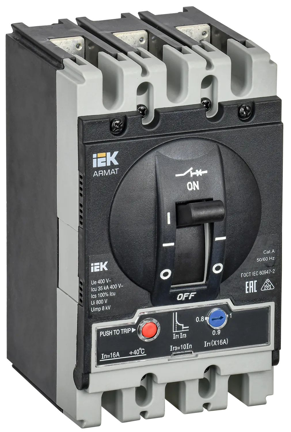ARMAT Автоматический выключатель в литом корпусе 3P типоразмер S 35кА 16А расцепитель термомагнитный регулируемый IEK AR-MCCB-3S-035-0016A-ATUC
