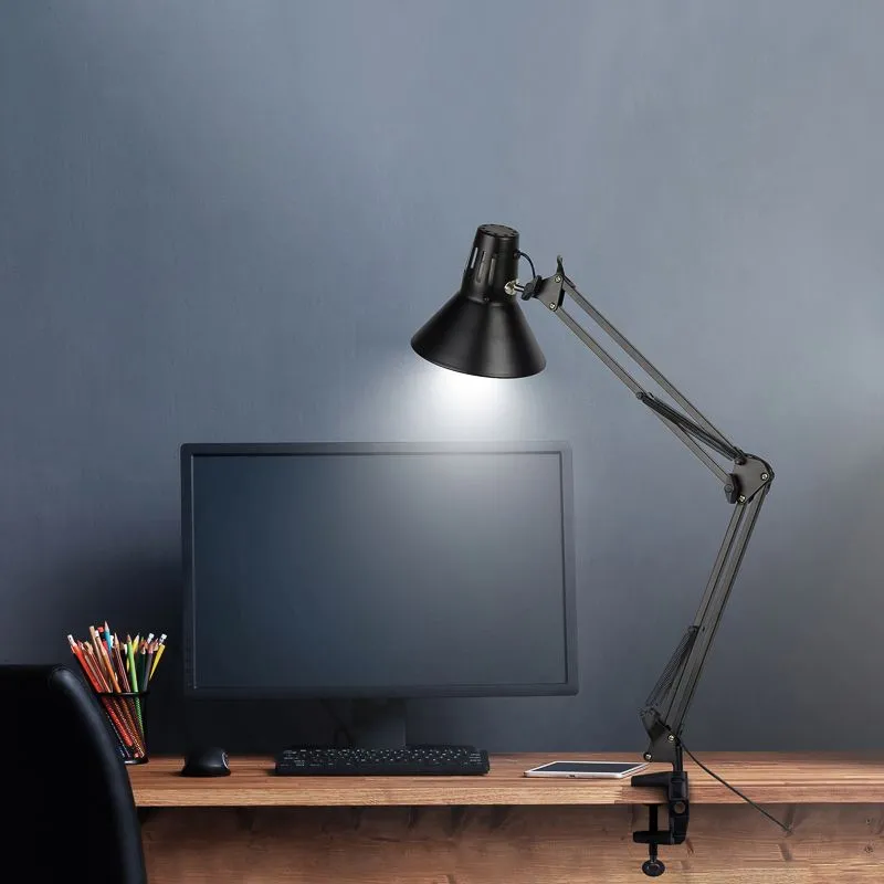 Светильник настольный REXANT Акцент на металлической стойке с винтовым зажимом, с цоколем Е27, 60 Вт, цвет антрацит - Фото 2