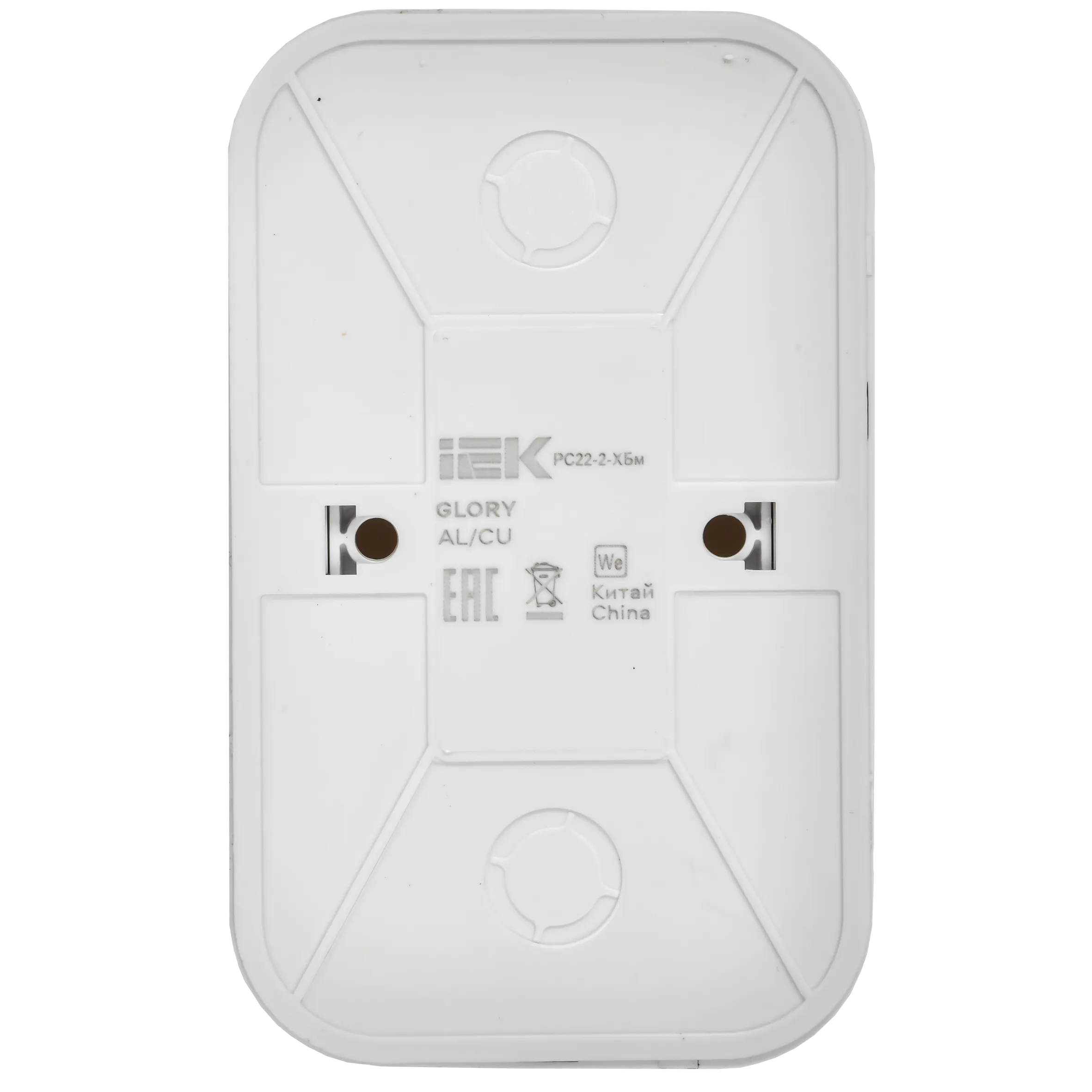GLORY Розетка 2-местная для открытой установки без заземления без защитных шторок 10А РС22-2-ХБм белый матовый IEK - Фото 3