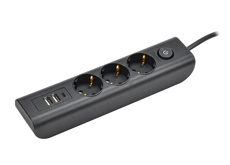 MODERN Удлинитель У03В 3 места с заземляющим контактом 2м 3х1мм2 16А/250В USBх3 черный IEK