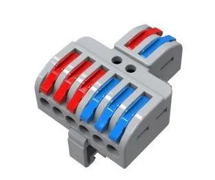 Клемма СМК 2х3D проходная разветвительная 2 полюса на DIN-рейку (0,08-4 мм²) (1 ввод, 3 вывода на полюс) серая (25 шт/уп) REXANT 07-5281