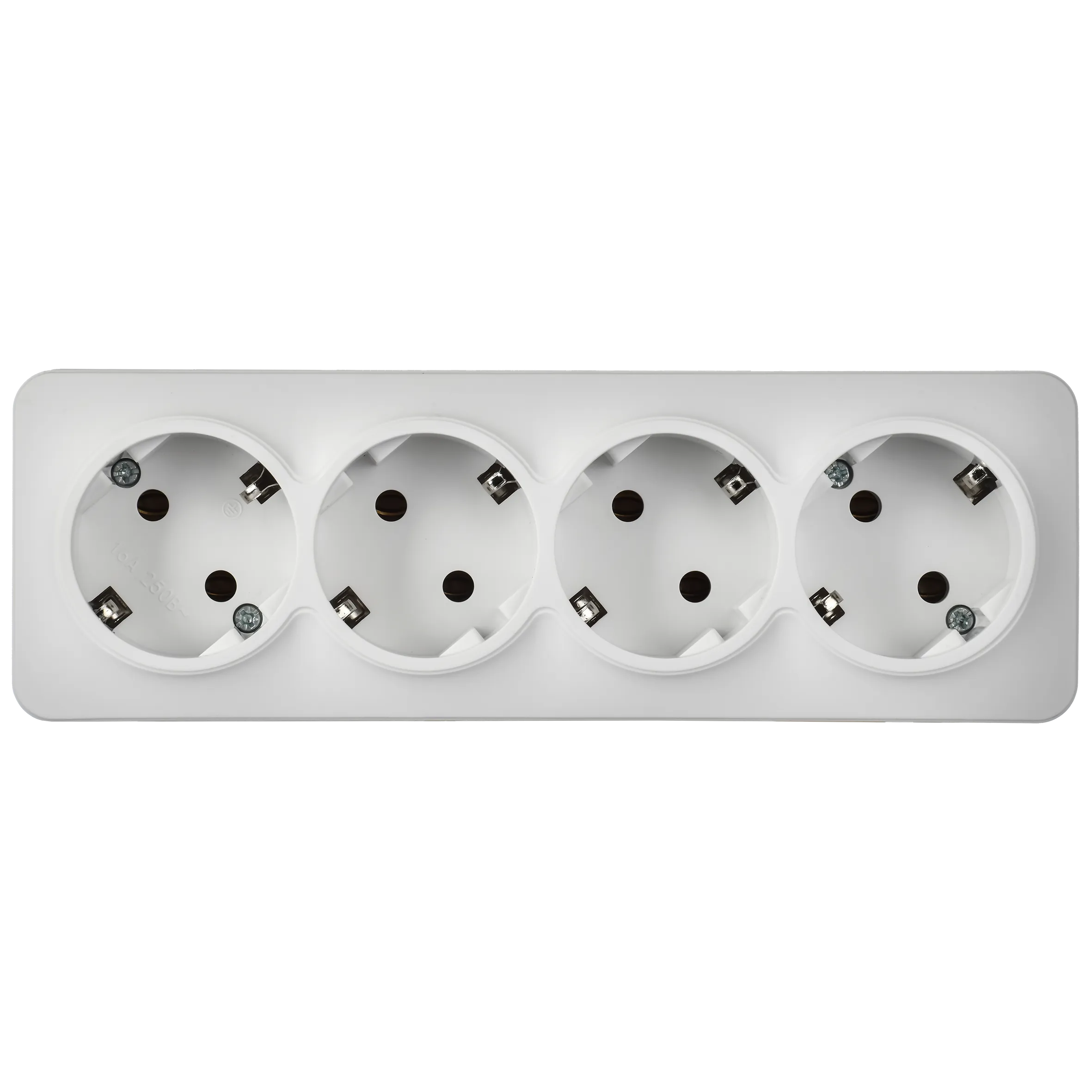GLORY Розетка 4-местная для открытой установки с заземлением без защитных шторок 16А РС24-3-ХБм белый матовый IEK - Фото 3